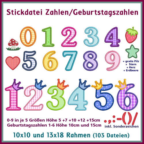 Numbers and birthday numbers embroidery Rock-Queen