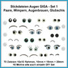 Stickdateien Augen Set 1 Wimpern Augenbrauen DIY Giga Set