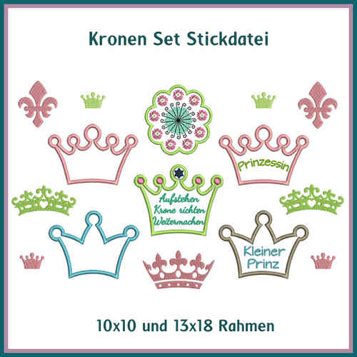 Kronen Set Stickdatei crown