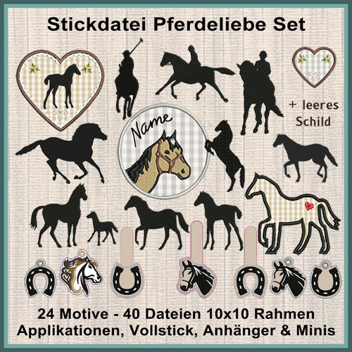 Horses love foal embroidery