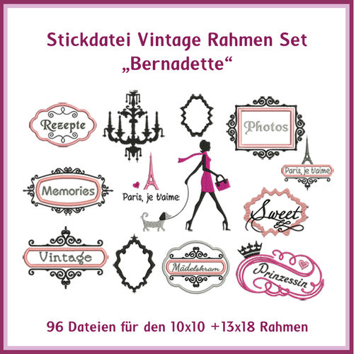 Vintage frame set "Bernadette" embroidery Rock-Queen