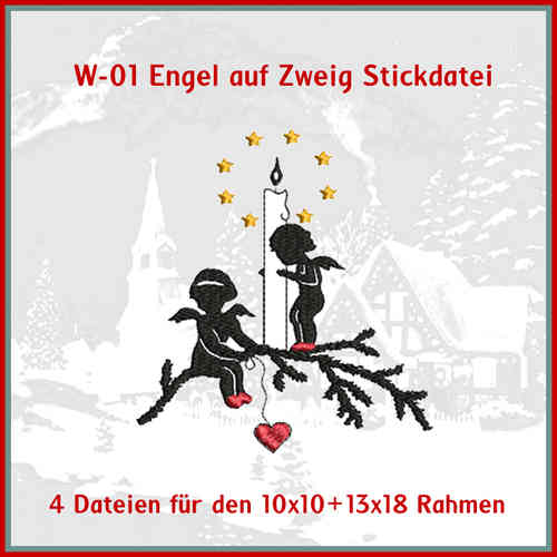 W-01 - Engel Adventszweig Stickdatei