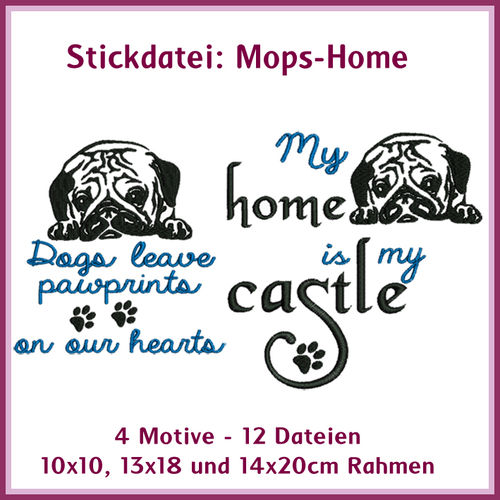 Pug home embroidery set