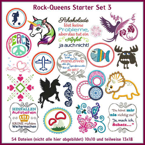 Rock Queens starter set 3 embroideries
