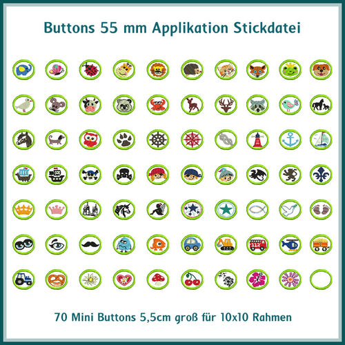 Buttons 55mm diverse Designs Stickdatei