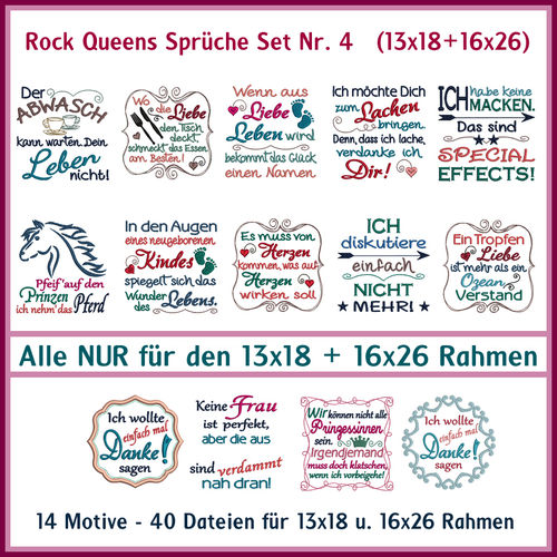 Stickdatei Rock Queens Sprüche Set 04 ab 13x18cm
