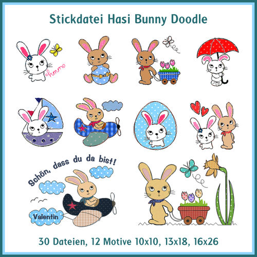 Hasi Bunny linework embroidery