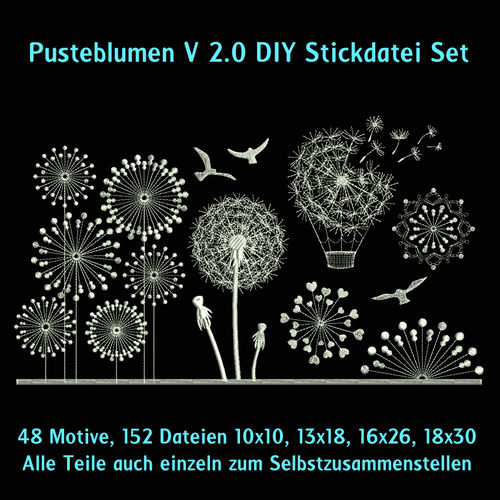 Pusteblumen DIY Stickdatei Set Version 2.0