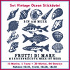 Vintage Ocean Stickdatei Shabby Fish Fische Muscheln Meeresfrüchte