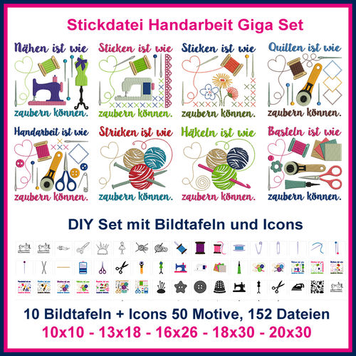 Giga handmade set embroidery file - German phrases
