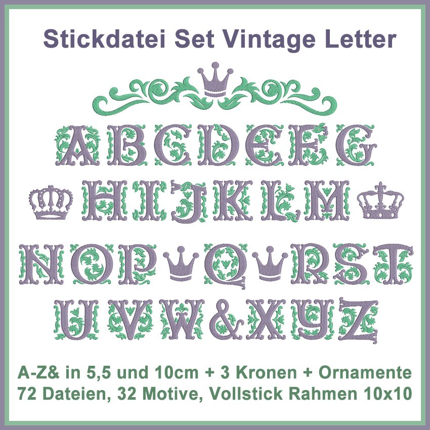 Embroidery Set ABC Letters Vintage Letter Alphabet