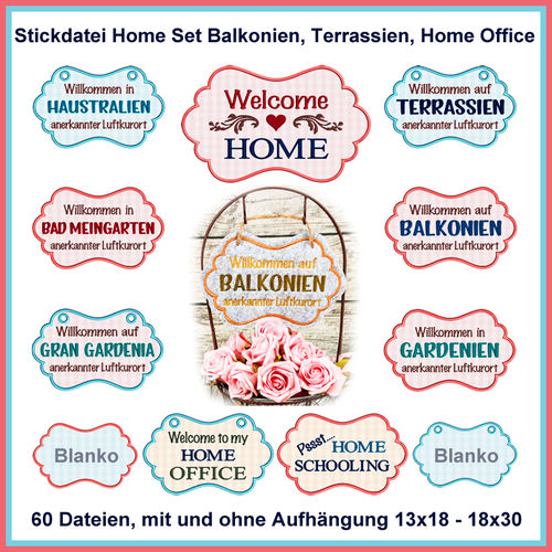 Stickdatei Home Set Balkonien, Gardenien, Terrassien, Home Office, Home Schooling