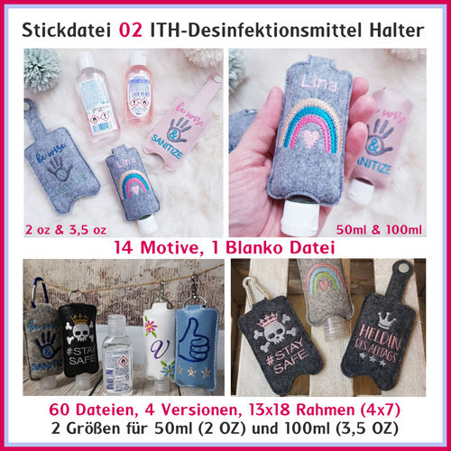 Stickdatei 02 Desinfektionsmittel Halter 13x18 ITH hand sanitize holder in the hoop 5x7