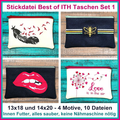 Stickdatei Best of ITH Set 1 Reißverschluss Taschen