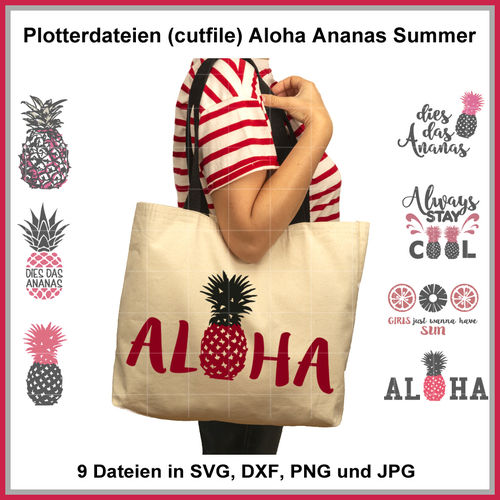 Plotterdateien Aloha Ananas Summer Set cutfile
