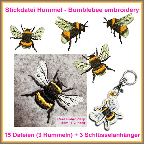 Stickdateien Biene Design Hummel Bee Bumblebee Sommer Frühling Bienen