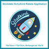 Stickdatei Schulkind Rakete Applikation Button Schule Schulstart Schulanfang