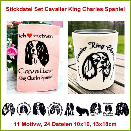 Embroidery file Cavalier King Charles Spaniel dog set